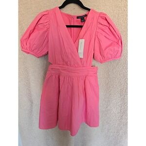 French Connection Pink Mini Dress with Puff Sleeves